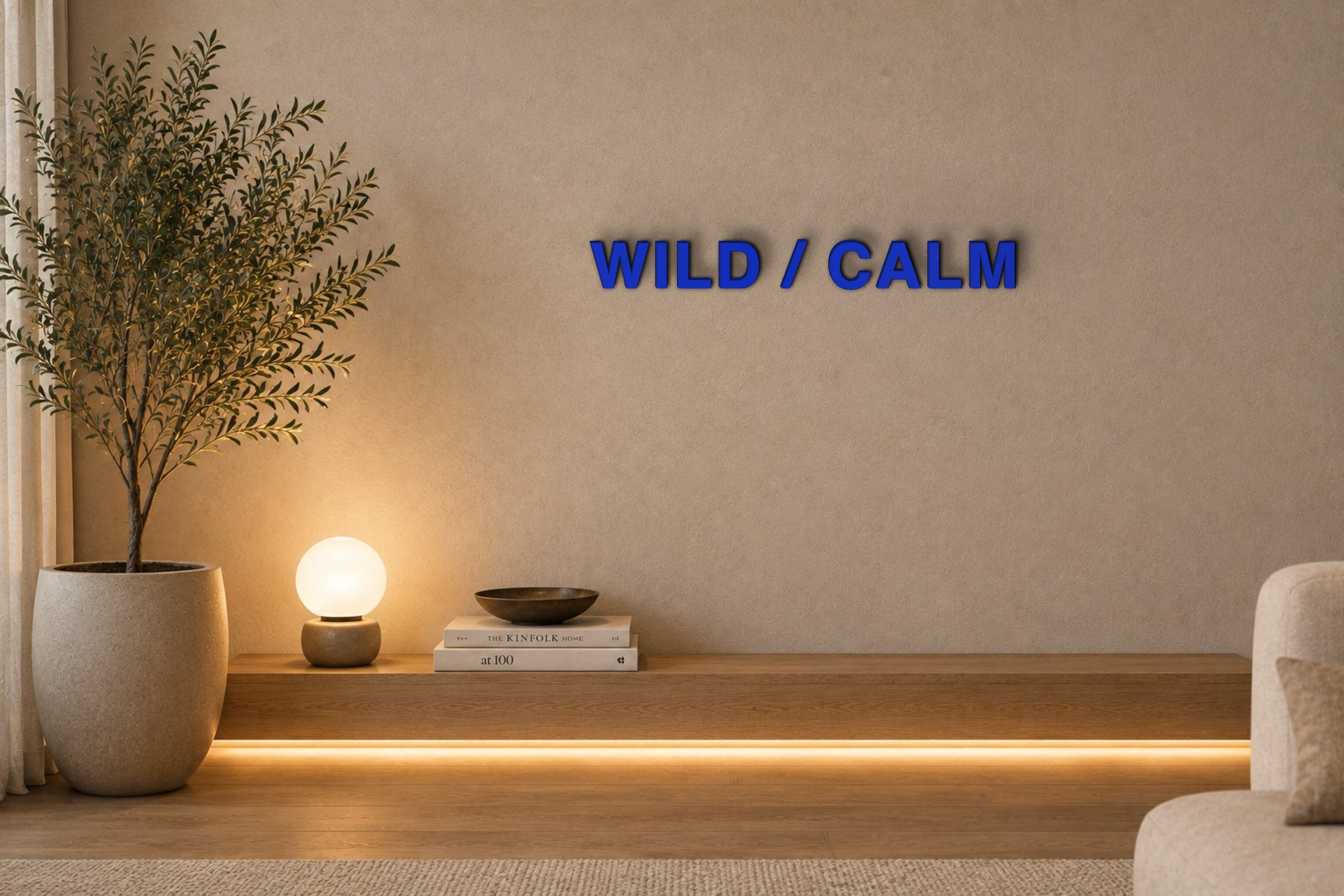 WILD / CALM Özel 3D Tasarım Duvar Yazısı (navy blue) - 5 cm Yükseklik