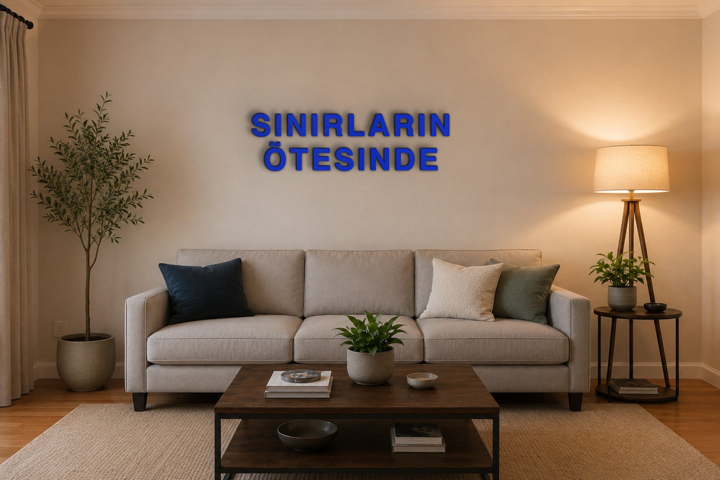 SINIRLARIN ÖTESINDE Özel 3D Tasarım Duvar Yazısı (navy blue) - 10 cm Yükseklik