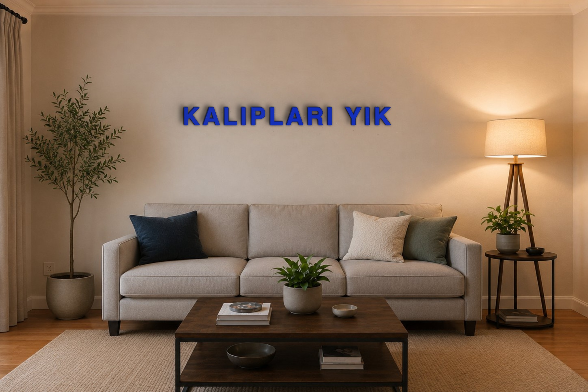 KALIPLARI YIK Özel 3D Tasarım Duvar Yazısı (navy blue) - 10 cm Yükseklik