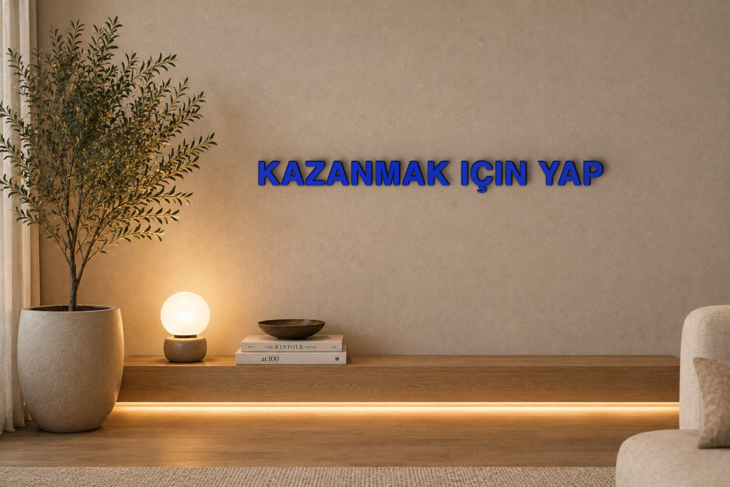 KAZANMAK IÇIN YAP Özel 3D Tasarım Duvar Yazısı (navy blue) - 5 cm Yükseklik