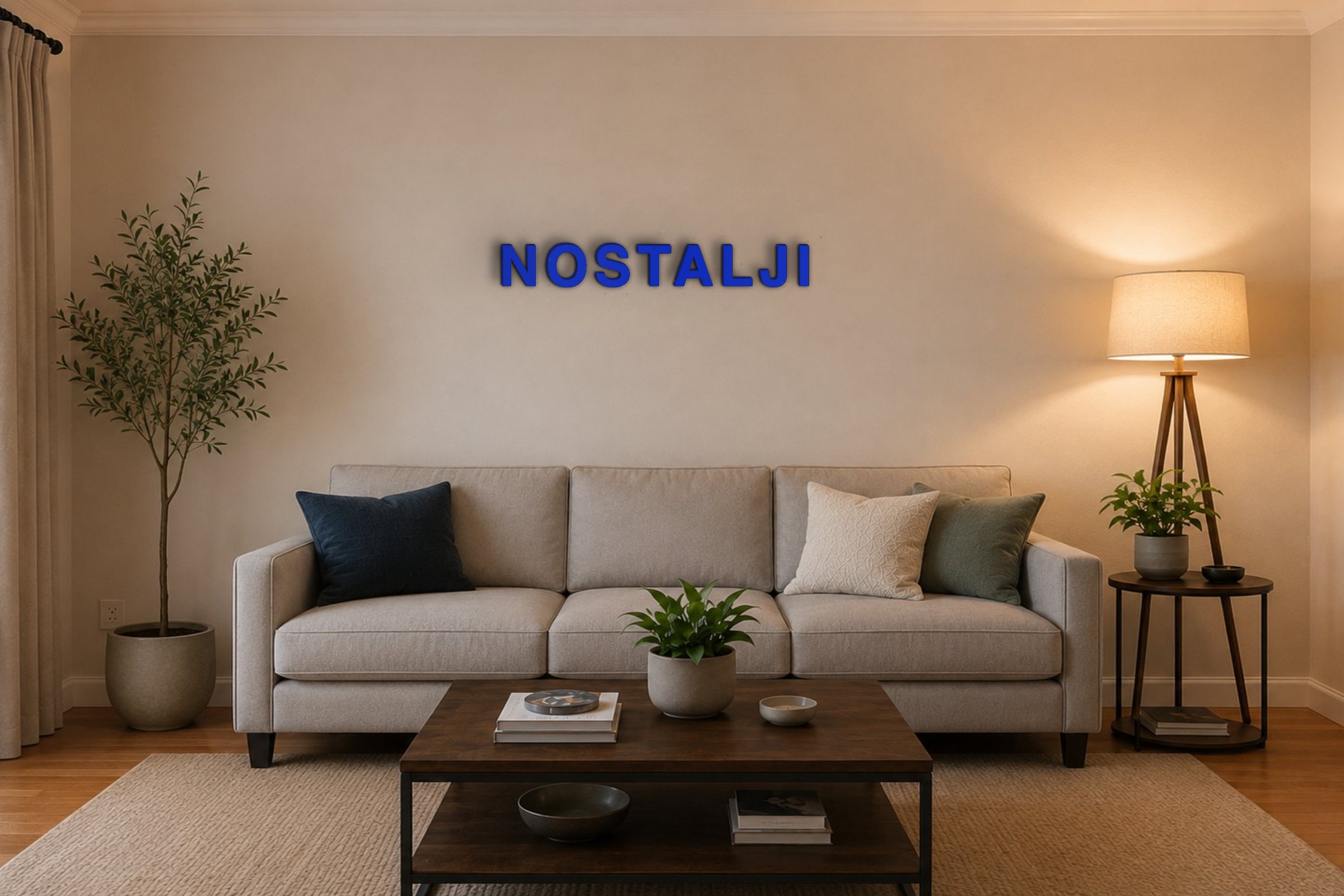 NOSTALJI Özel 3D Tasarım Duvar Yazısı (navy blue) - 10 cm Yükseklik