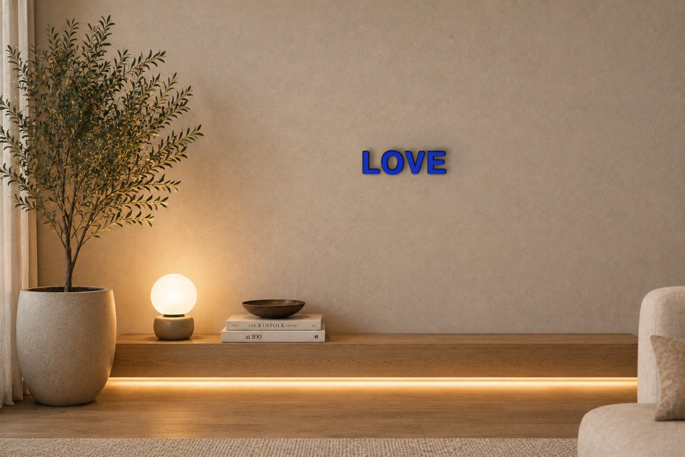 LOVE Özel 3D Tasarım Duvar Yazısı (navy blue) - 5 cm Yükseklik