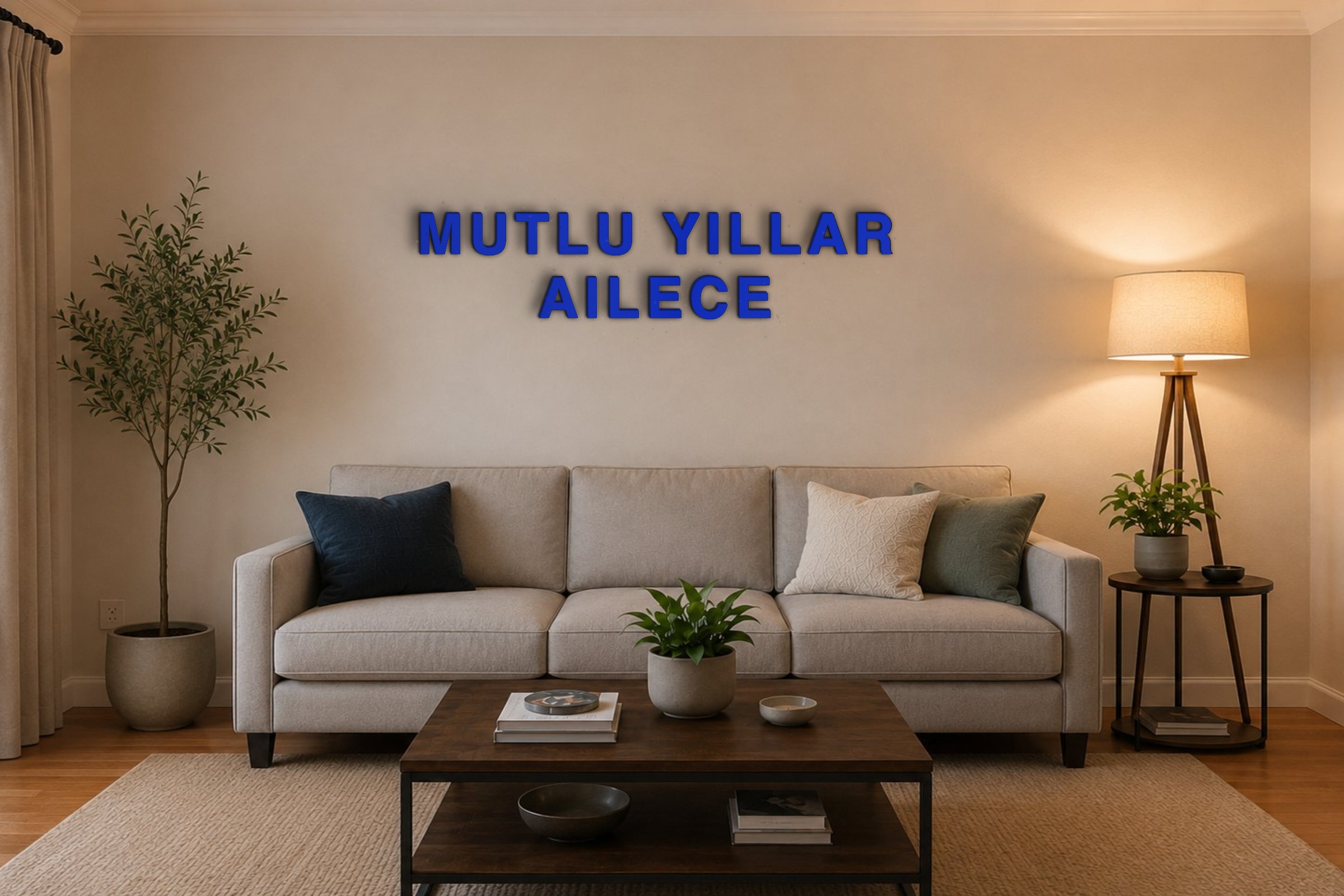 MUTLU YILLAR AILECE Özel 3D Tasarım Duvar Yazısı (navy blue) - 10 cm Yükseklik