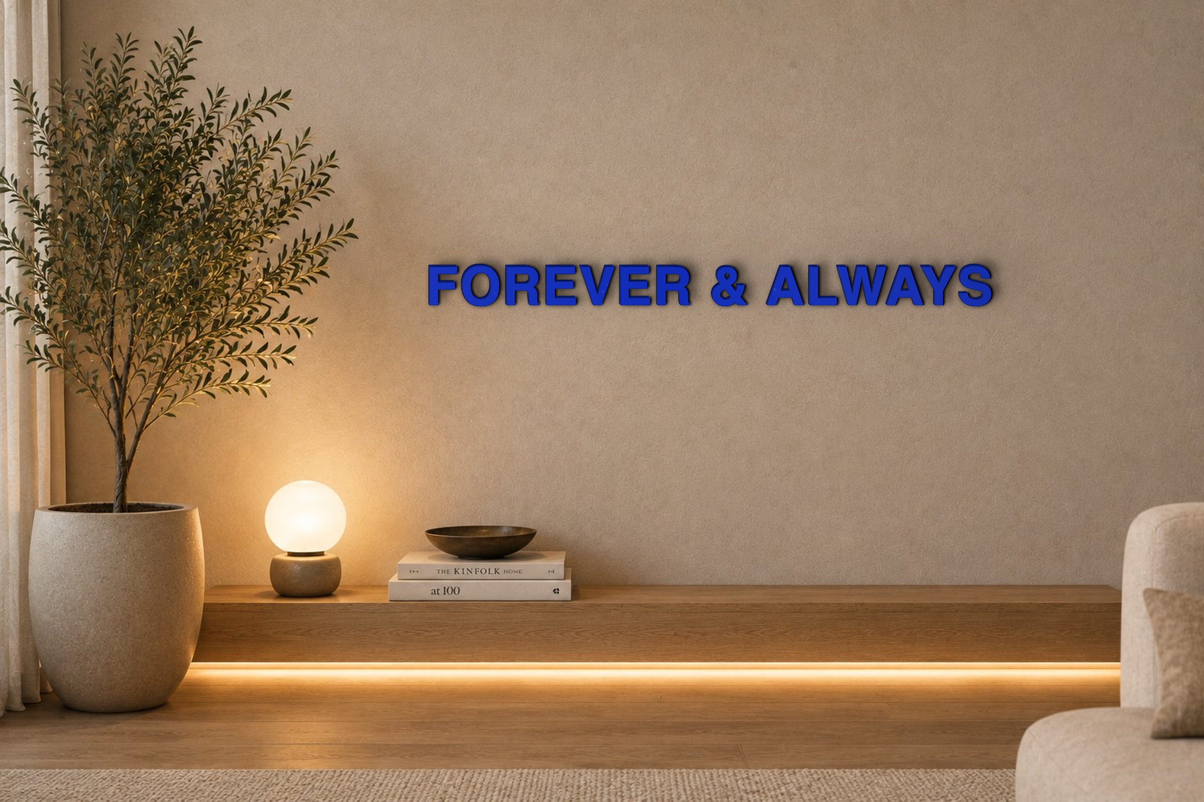 FOREVER & ALWAYS Özel 3D Tasarım Duvar Yazısı (navy blue) - 5 cm Yükseklik
