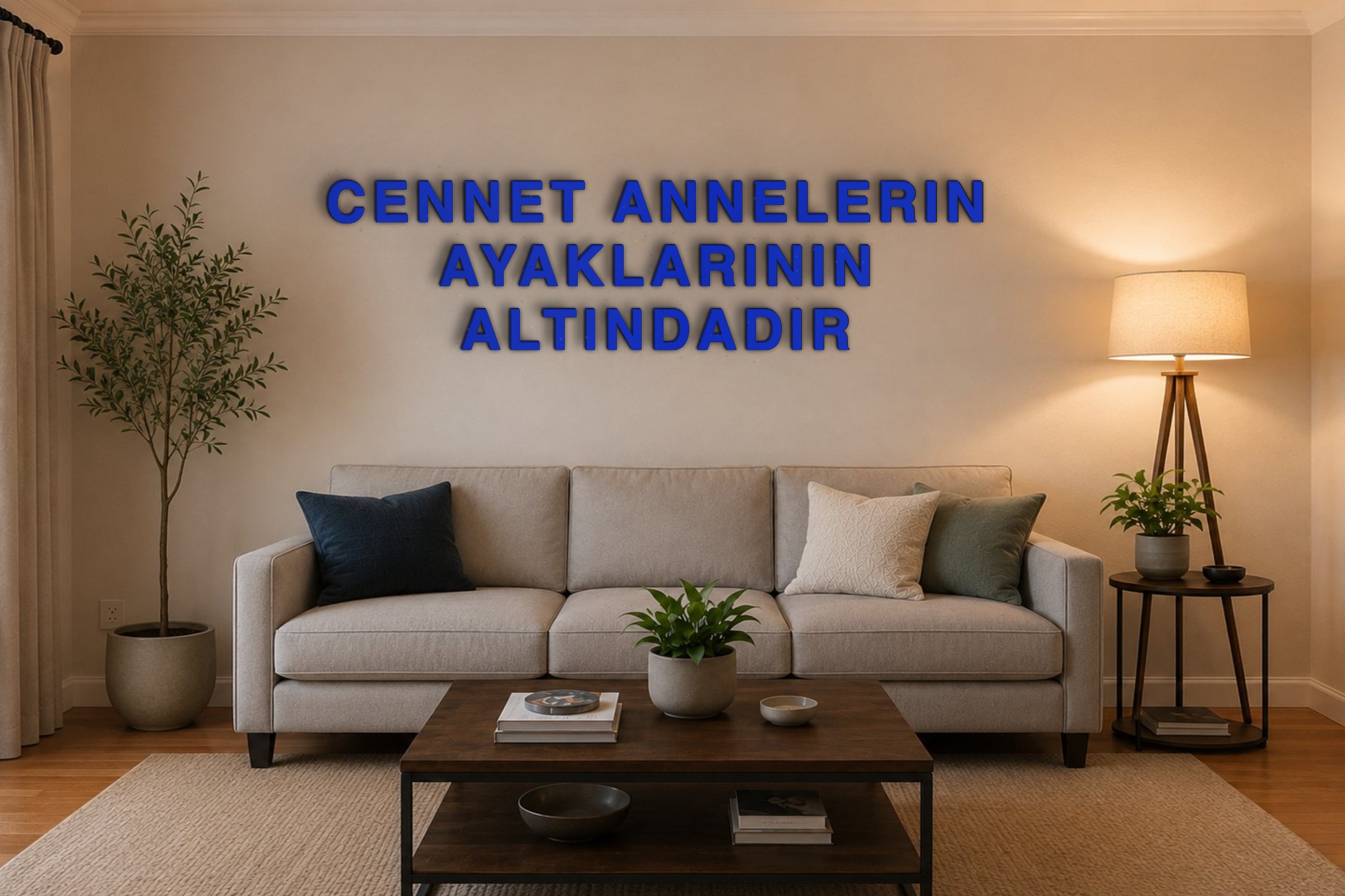 CENNET ANNELERIN AYAKLARININ ALTINDADIR Özel 3D Tasarım Duvar Yazısı (navy blue) - 10 cm Yükseklik