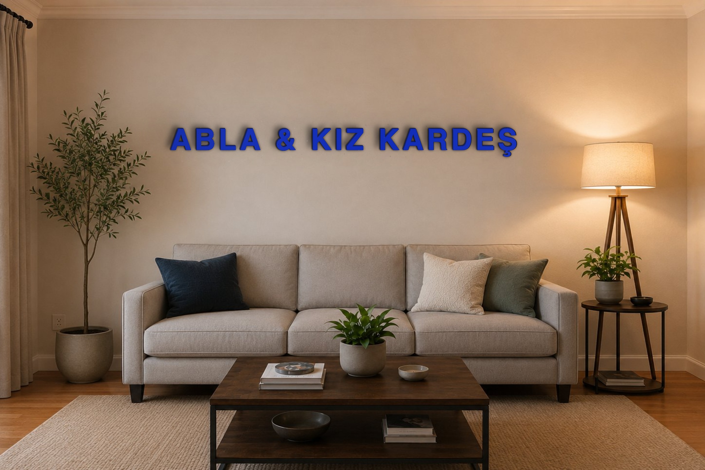 ABLA & KIZ KARDEŞ Özel 3D Tasarım Duvar Yazısı (navy blue) - 10 cm Yükseklik