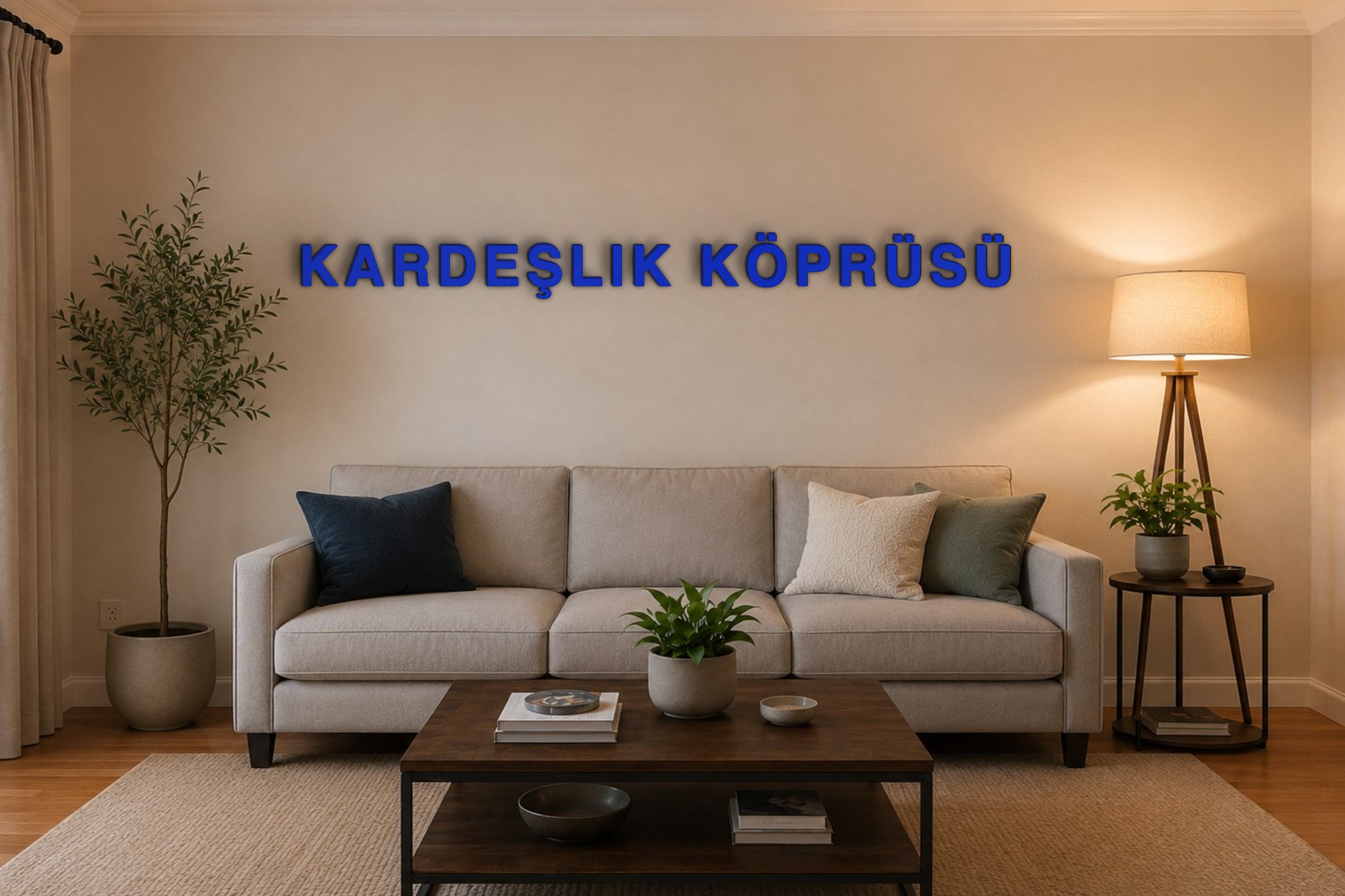 KARDEŞLIK KÖPRÜSÜ Özel 3D Tasarım Duvar Yazısı (navy blue) - 10 cm Yükseklik