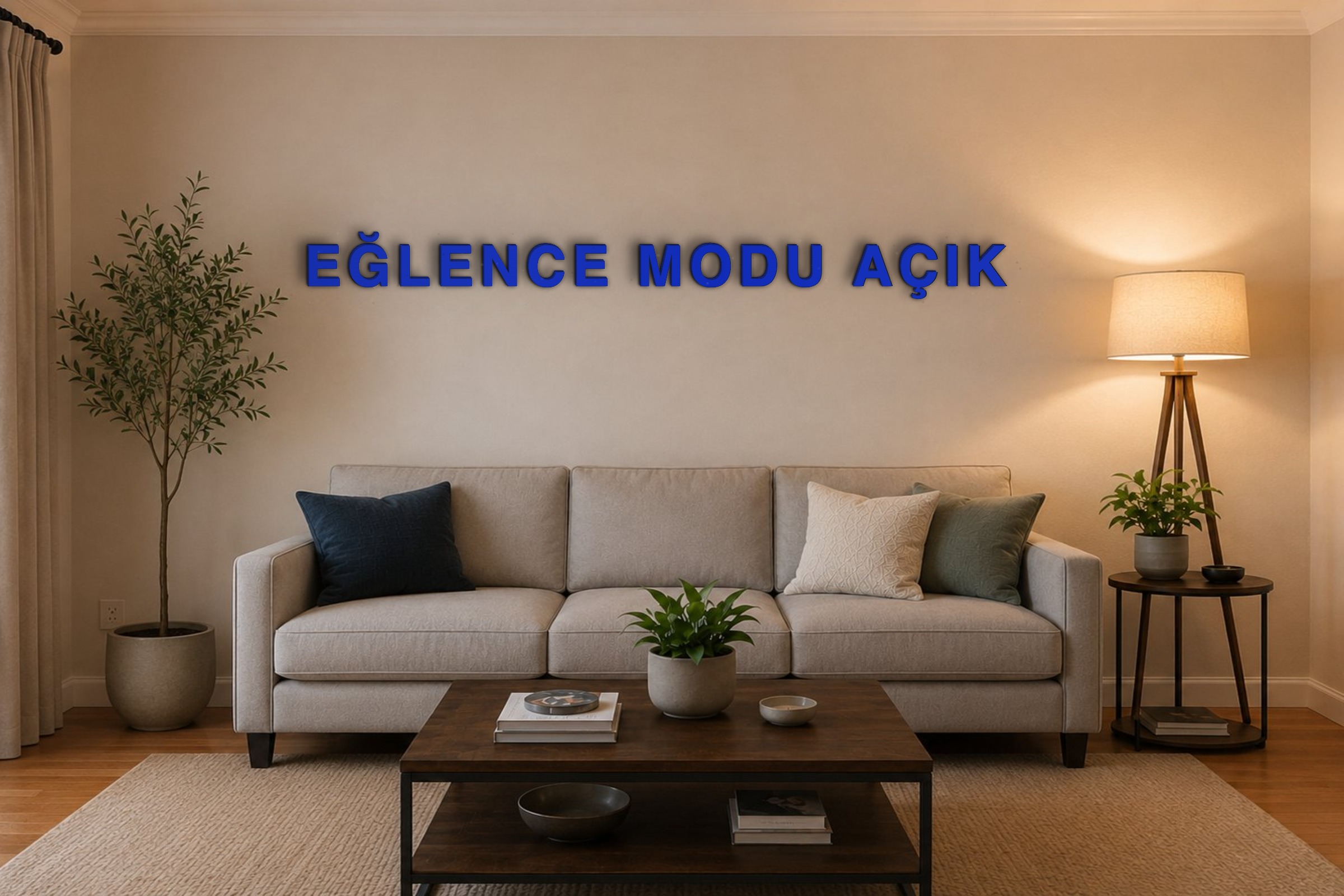 EĞLENCE MODU AÇIK Özel 3D Tasarım Duvar Yazısı (navy blue) - 10 cm Yükseklik