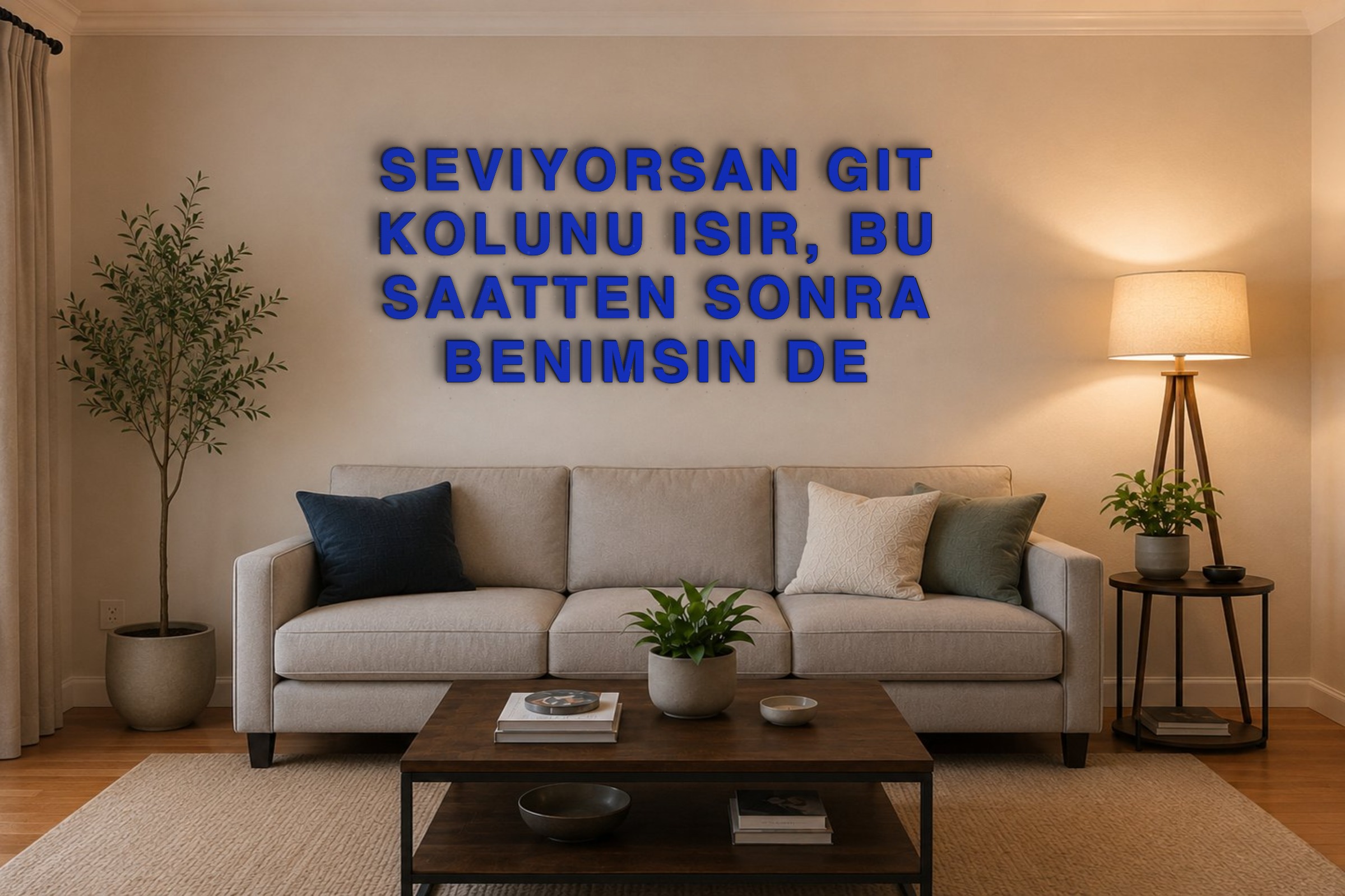 SEVIYORSAN GIT KOLUNU ISIR, BU SAATTEN SONRA BENIMSIN DE Özel 3D Tasarım Duvar Yazısı (navy blue) - 10 cm Yükseklik