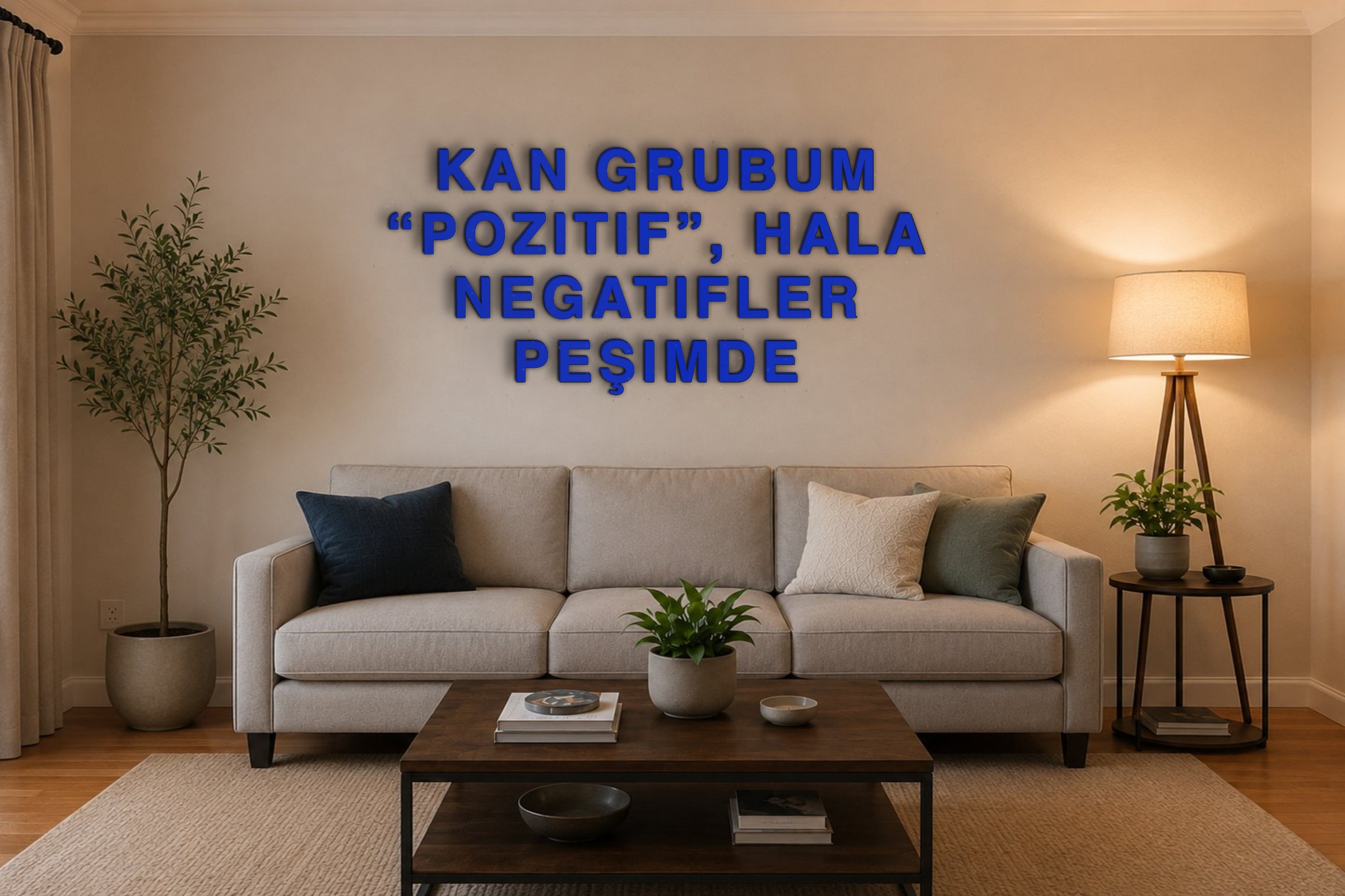 KAN GRUBUM “POZITIF”, HALA NEGATIFLER PEŞIMDE Özel 3D Tasarım Duvar Yazısı (navy blue) - 10 cm Yükseklik