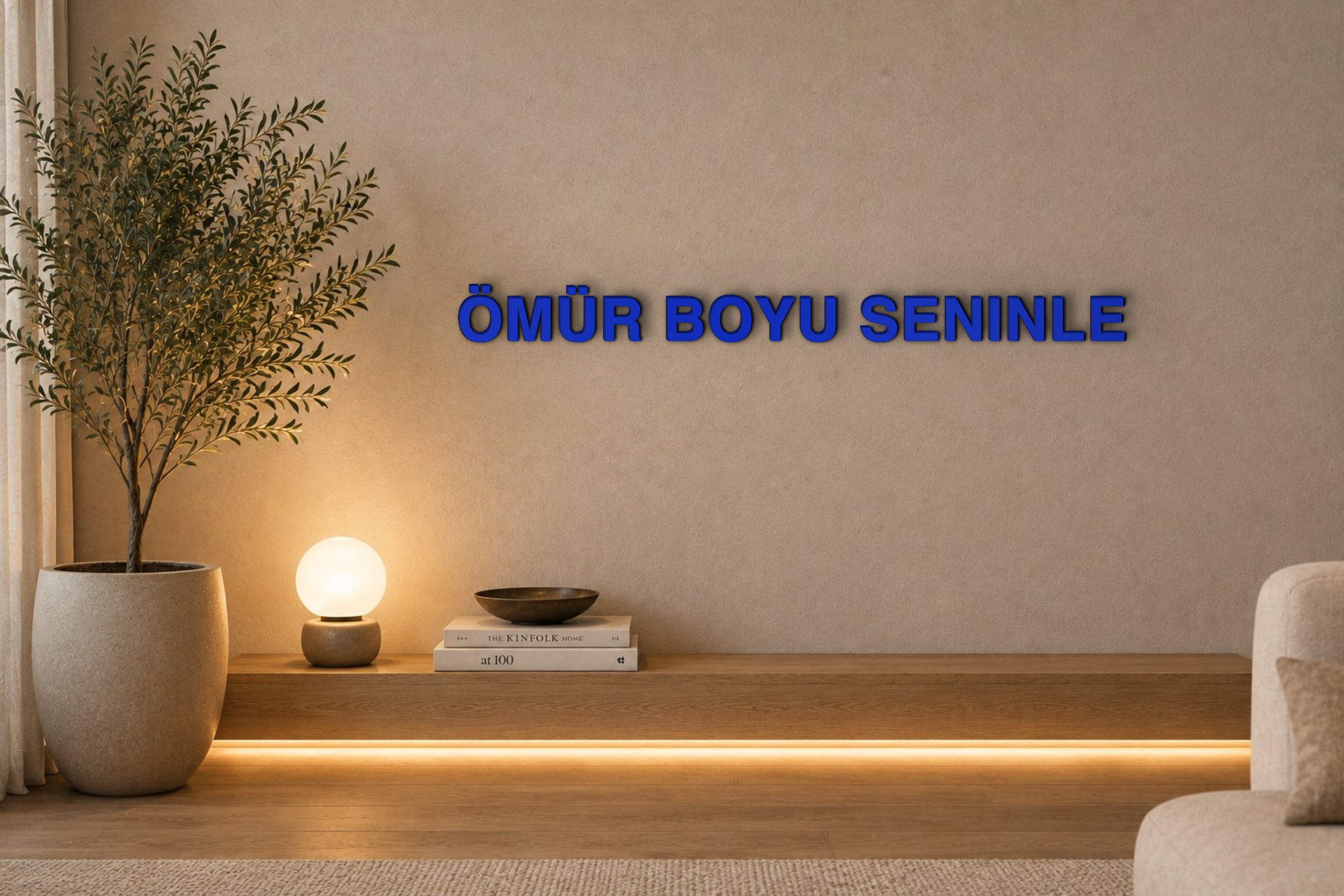 ÖMÜR BOYU SENINLE Özel 3D Tasarım Duvar Yazısı (navy blue) - 5 cm Yükseklik