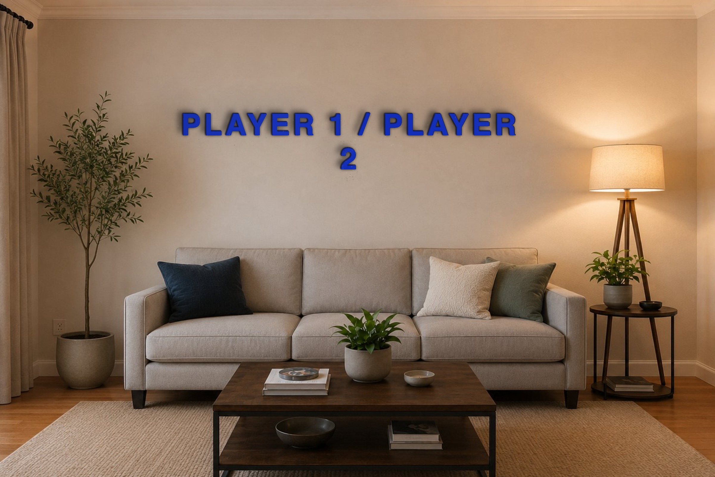 PLAYER 1 / PLAYER 2 Özel 3D Tasarım Duvar Yazısı (navy blue) - 10 cm Yükseklik