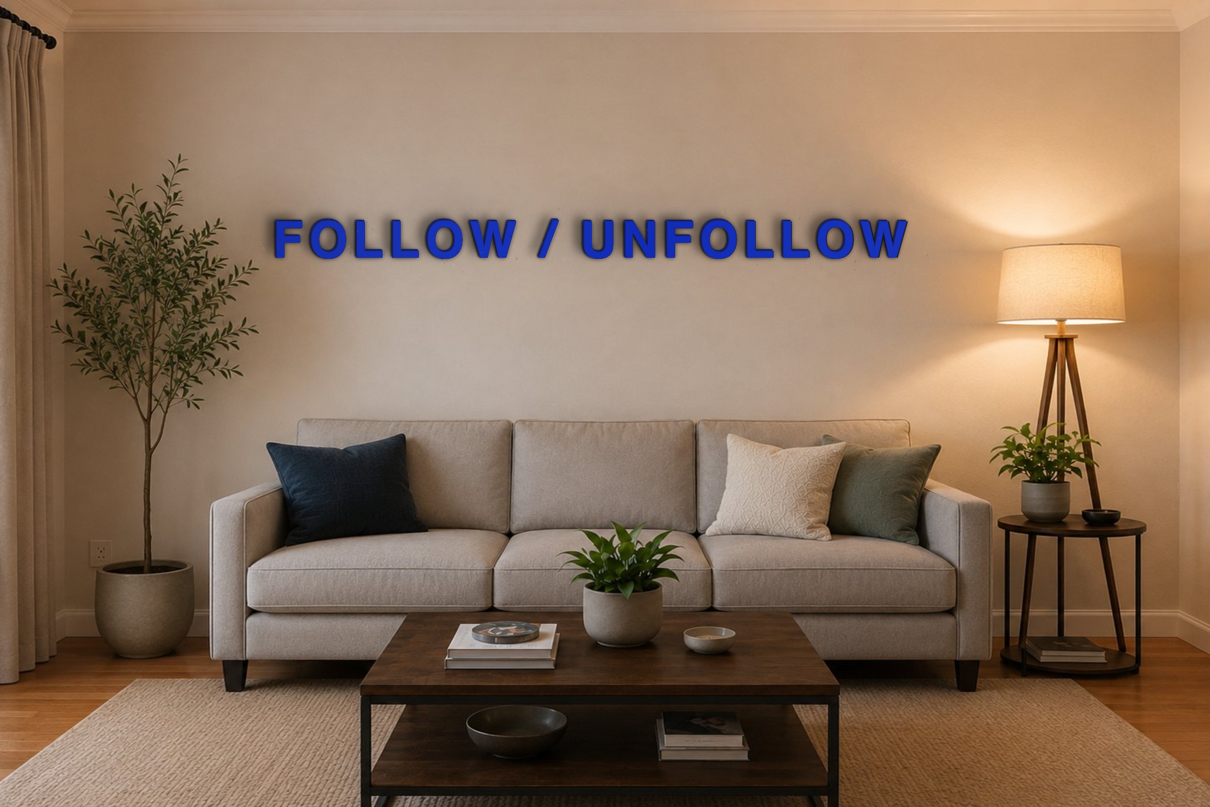 FOLLOW / UNFOLLOW Özel 3D Tasarım Duvar Yazısı (navy blue) - 10 cm Yükseklik