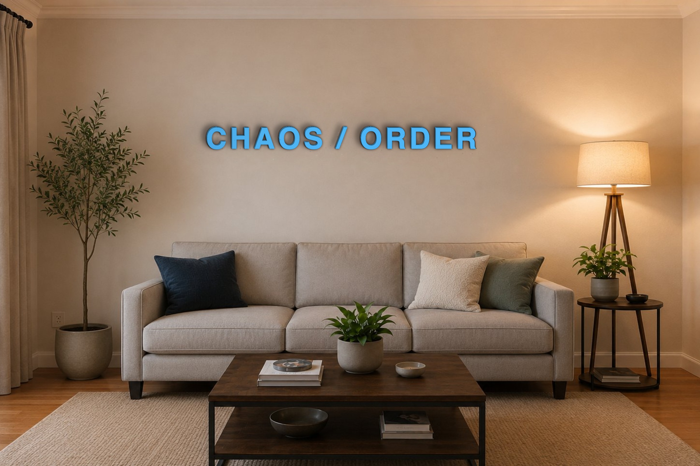 CHAOS / ORDER Özel 3D Tasarım Duvar Yazısı (navy blue) - 10 cm Yükseklik