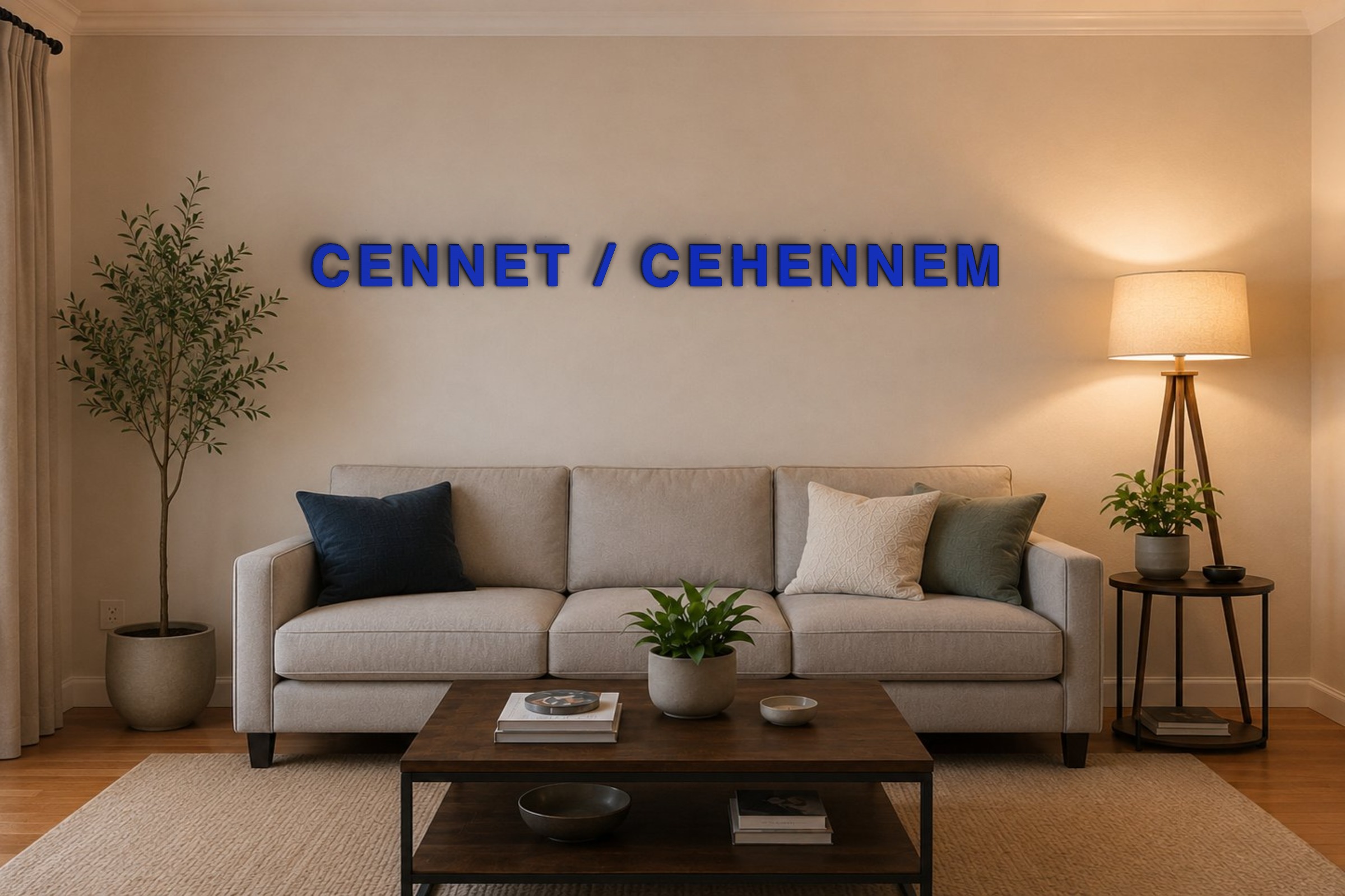 CENNET / CEHENNEM Özel 3D Tasarım Duvar Yazısı (navy blue) - 10 cm Yükseklik