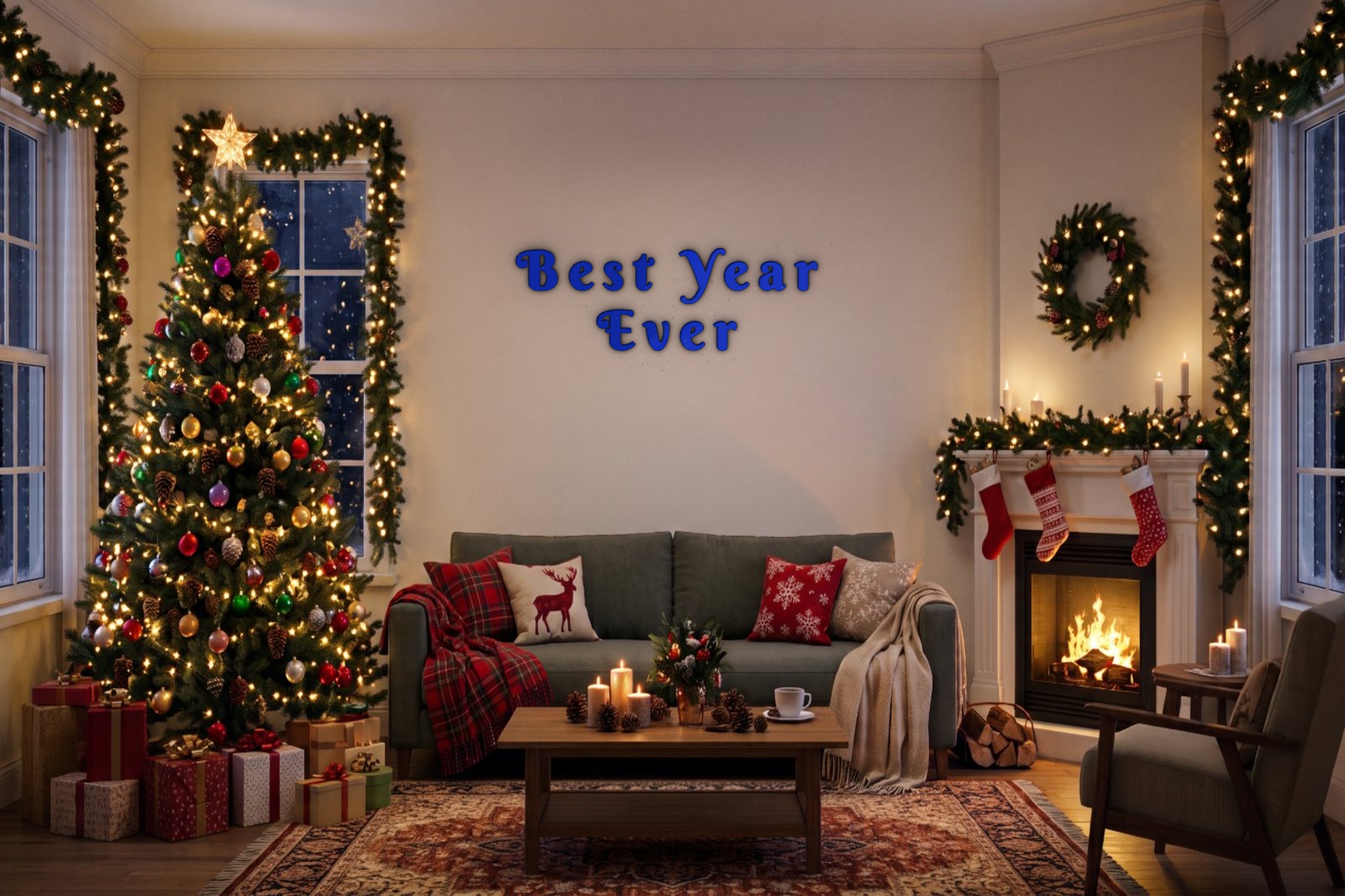 Best Year Ever Özel 3D Tasarım Duvar Yazısı (navy blue) - 15 cm Yükseklik - Boyutron | Boyutron